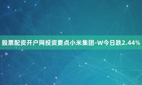 股票配资开户网　　投资要点　　小米集团-W今日跌2.44%